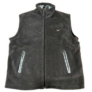 NWT Ringneck & Lure Men’s Zip up fleece gray vest with embroidered bird on chest